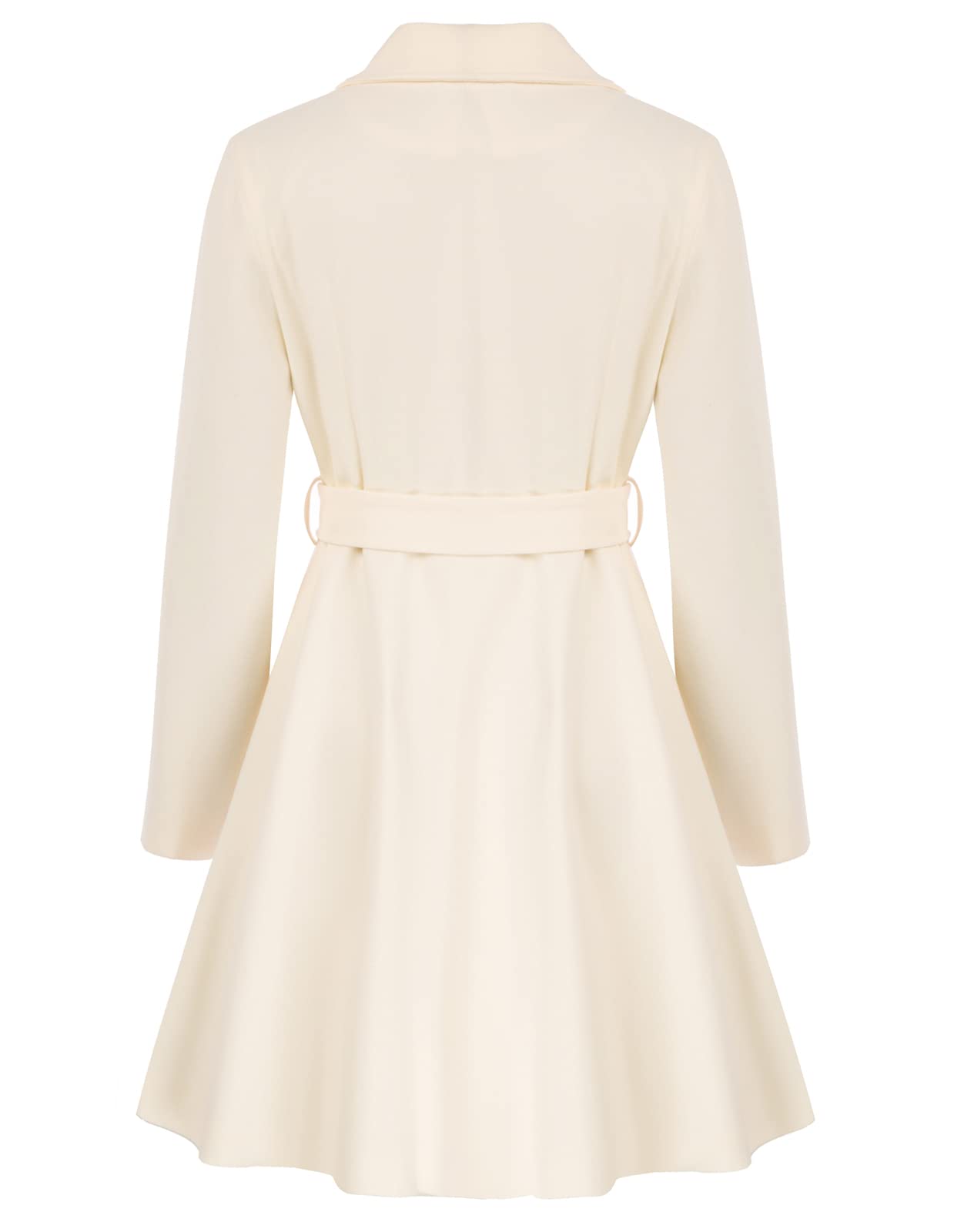 Kate Kasin Womens Ivory White Pleated Formal Dressy Pea Coat Fashion Aline Notch Collar Trench Coat Fall XL