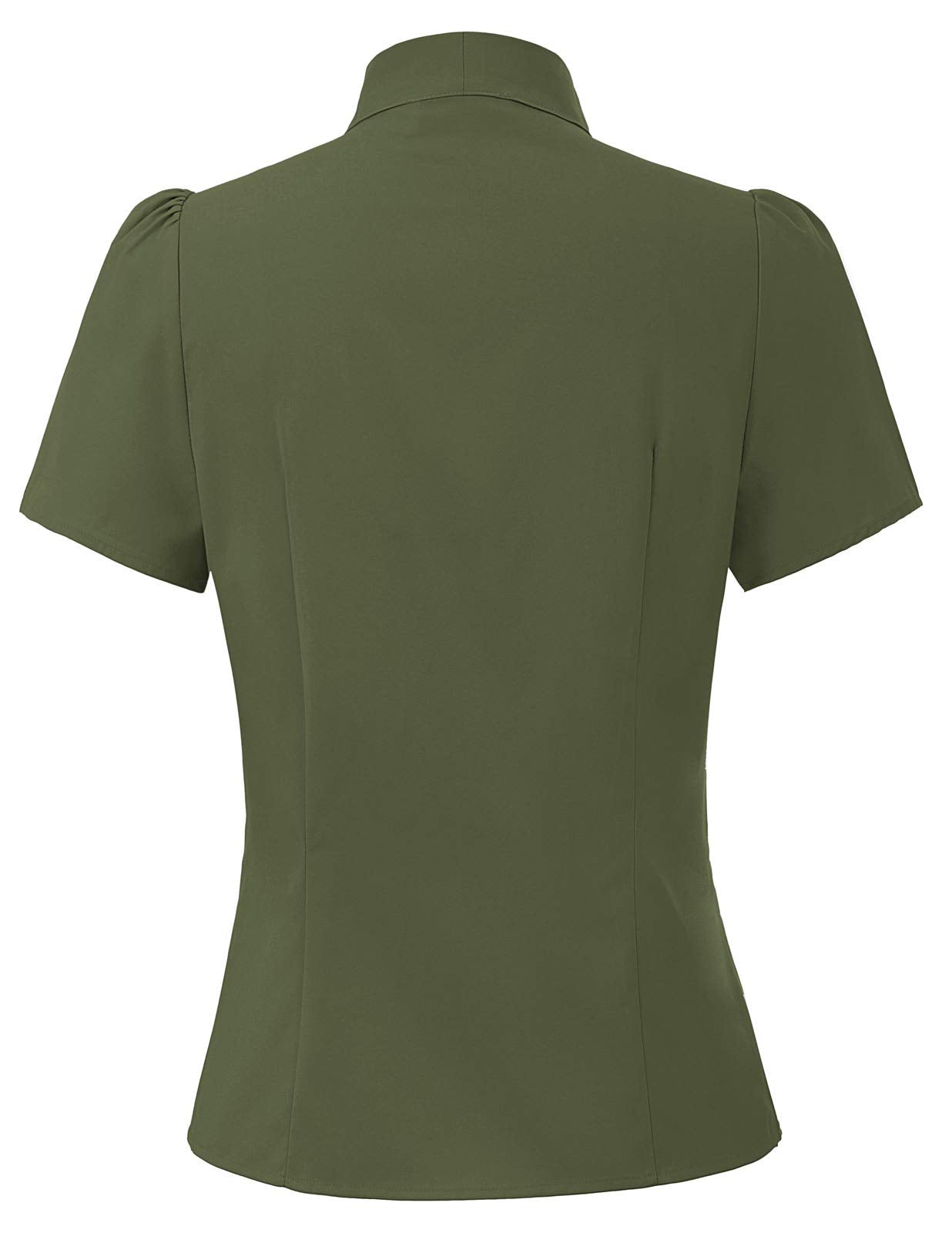 Plus Size Puff Sleeve Rockabilly Blouses Casual Office Work Blouse Shirts Tops,Army Green,XX-Large