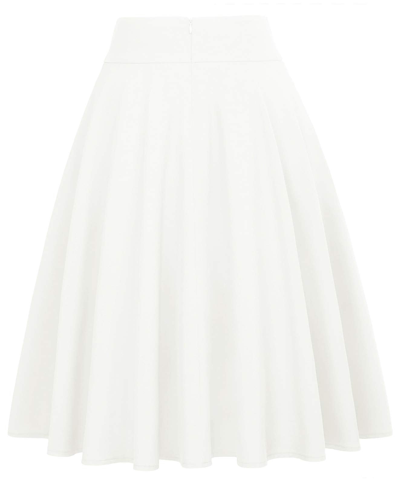 White Skirt for Women Bow Tie Flared Vintage Skirt Size L