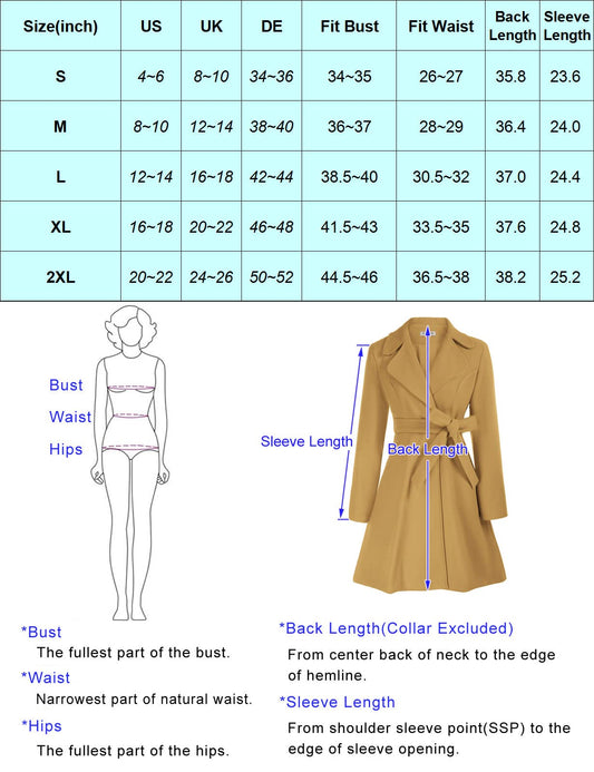 Kate Kasin Womens Ivory White Pleated Formal Dressy Pea Coat Fashion Aline Notch Collar Trench Coat Fall XL