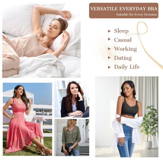 OEAK Womens Seamless Push Up Bras No Underwire Full Coverage Comfortable Bra V Neck Bralettes Wireless Everyday Bra Black,2XL