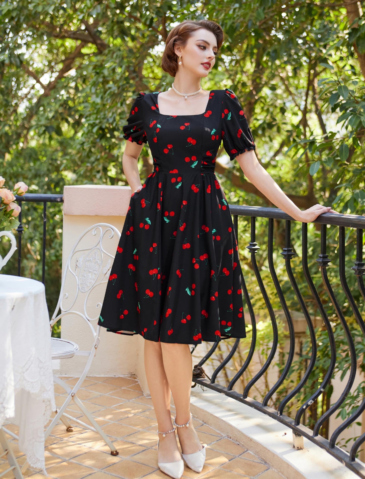 Belle Poque Plus Size Vintage Dresses for Women Cocktail Tea Party Sun Dresses Beach Summer Casual Dress Black XXL