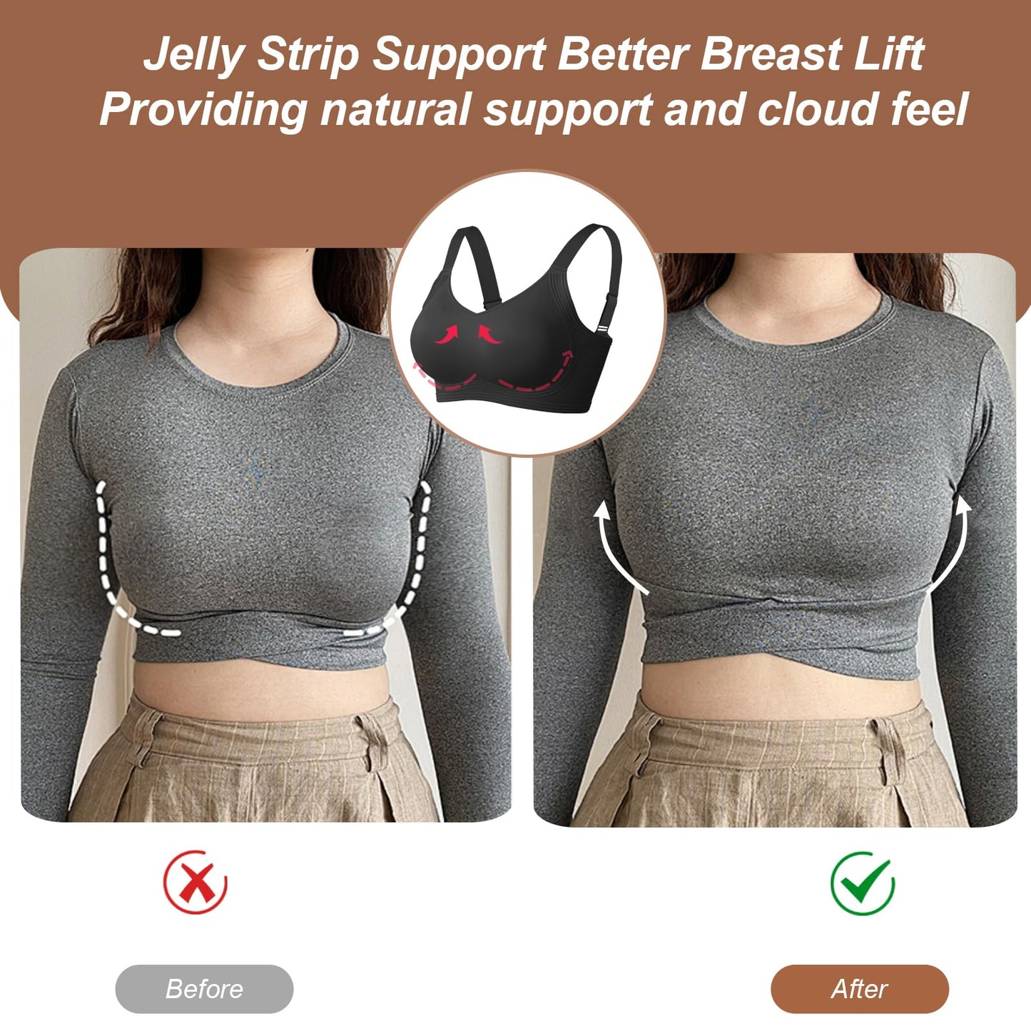 OEAK Womens Seamless Push Up Bras No Underwire Full Coverage Comfortable Bra V Neck Bralettes Wireless Everyday Bra Black,2XL