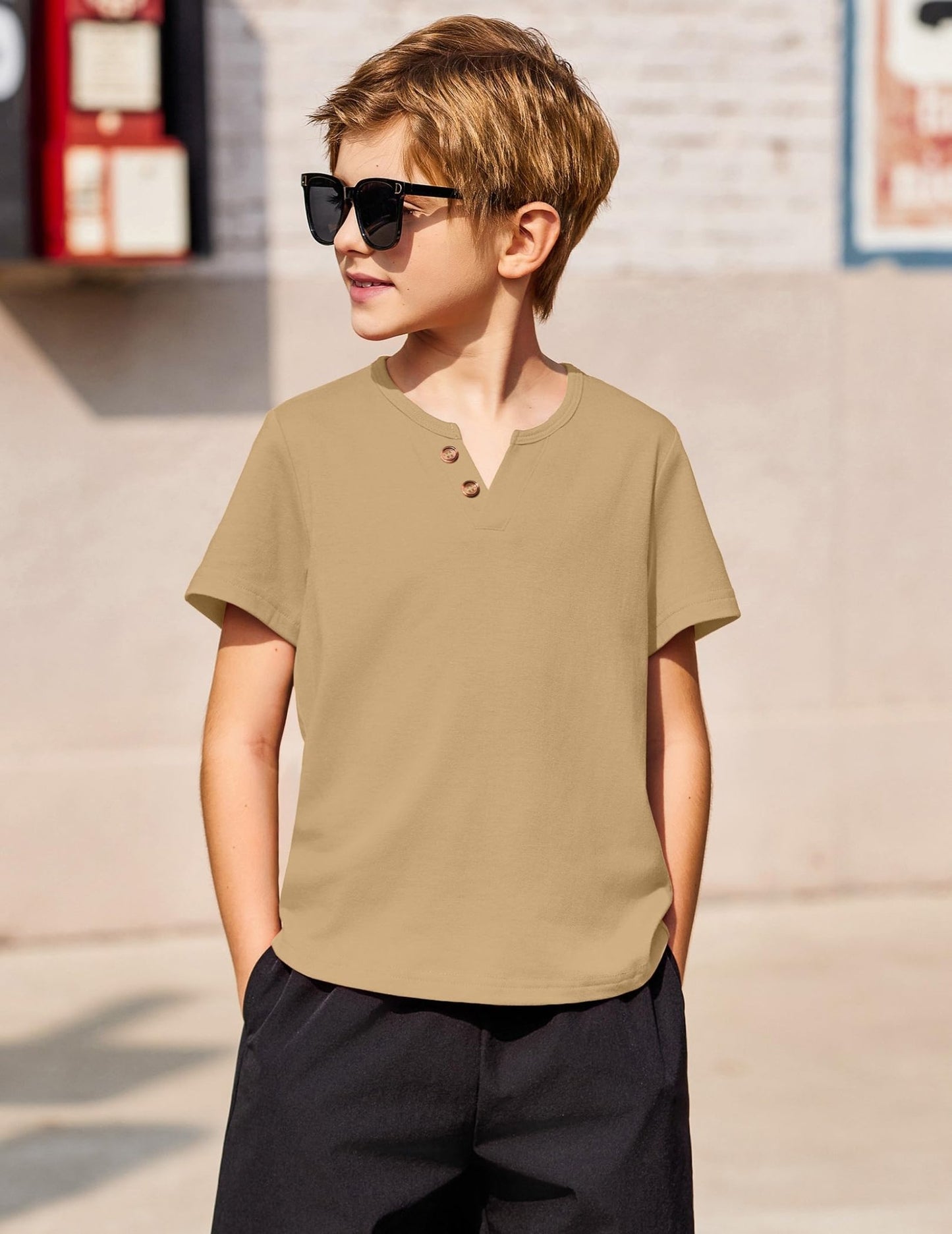 Arshiner Boy's Henley Shirt Soft Style T - Shirt with Multi Color Size 12, 2 - Pack - Bella Blue Styles