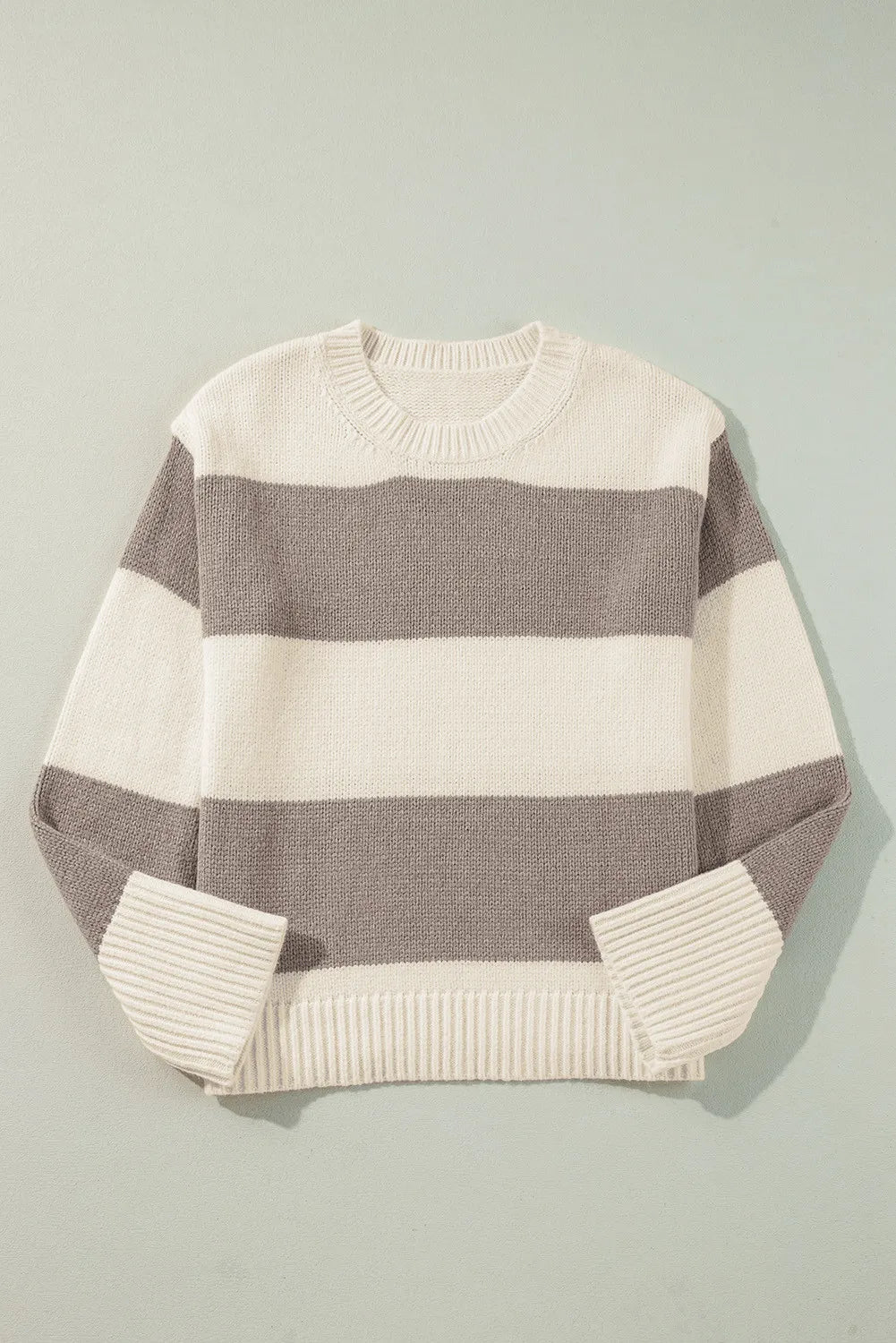 Color Block Round Neck Sweater - Bella Blue Styles