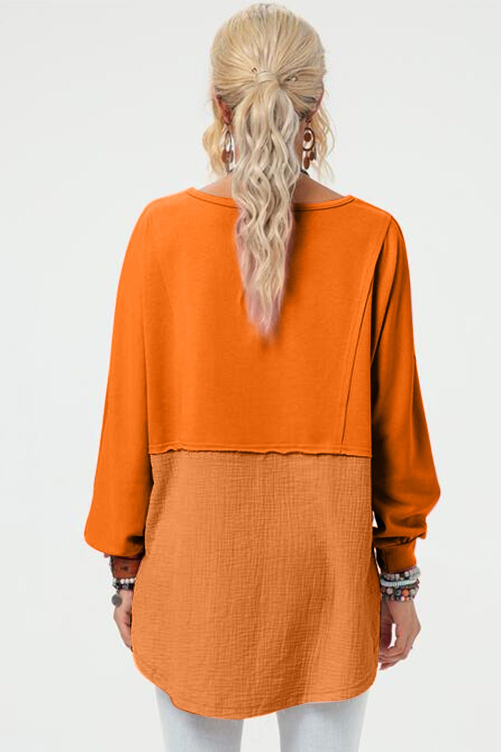 Double Take Full Size Long Sleeve High - Low T-Shirt - Bella Blue Styles