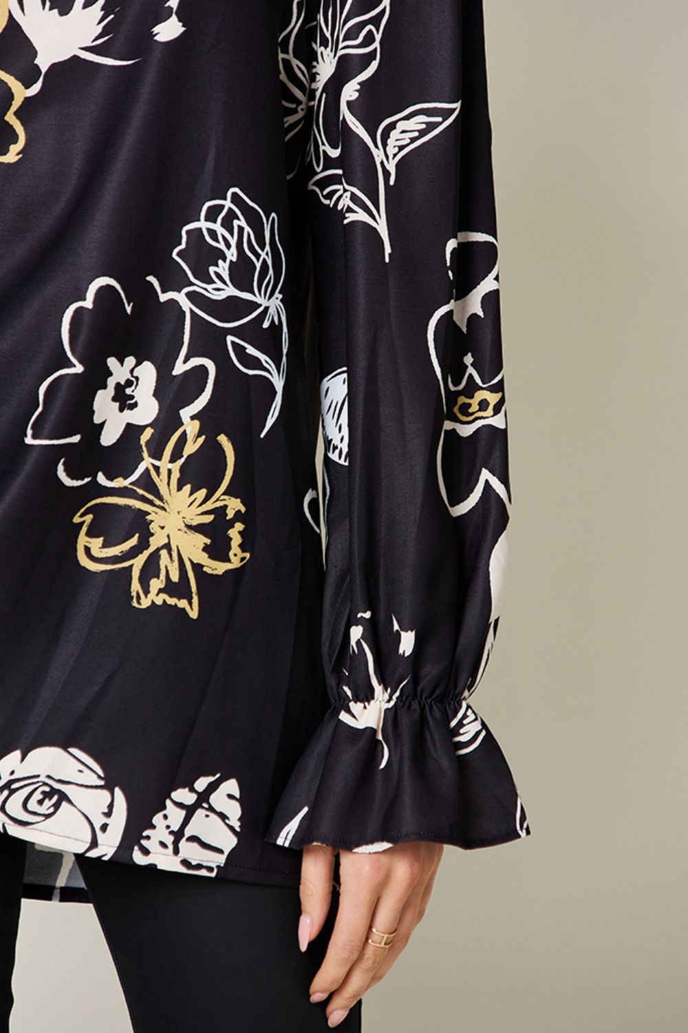 Double Take Full Size Printed Flounce Sleeve Blouse - Bella Blue Styles