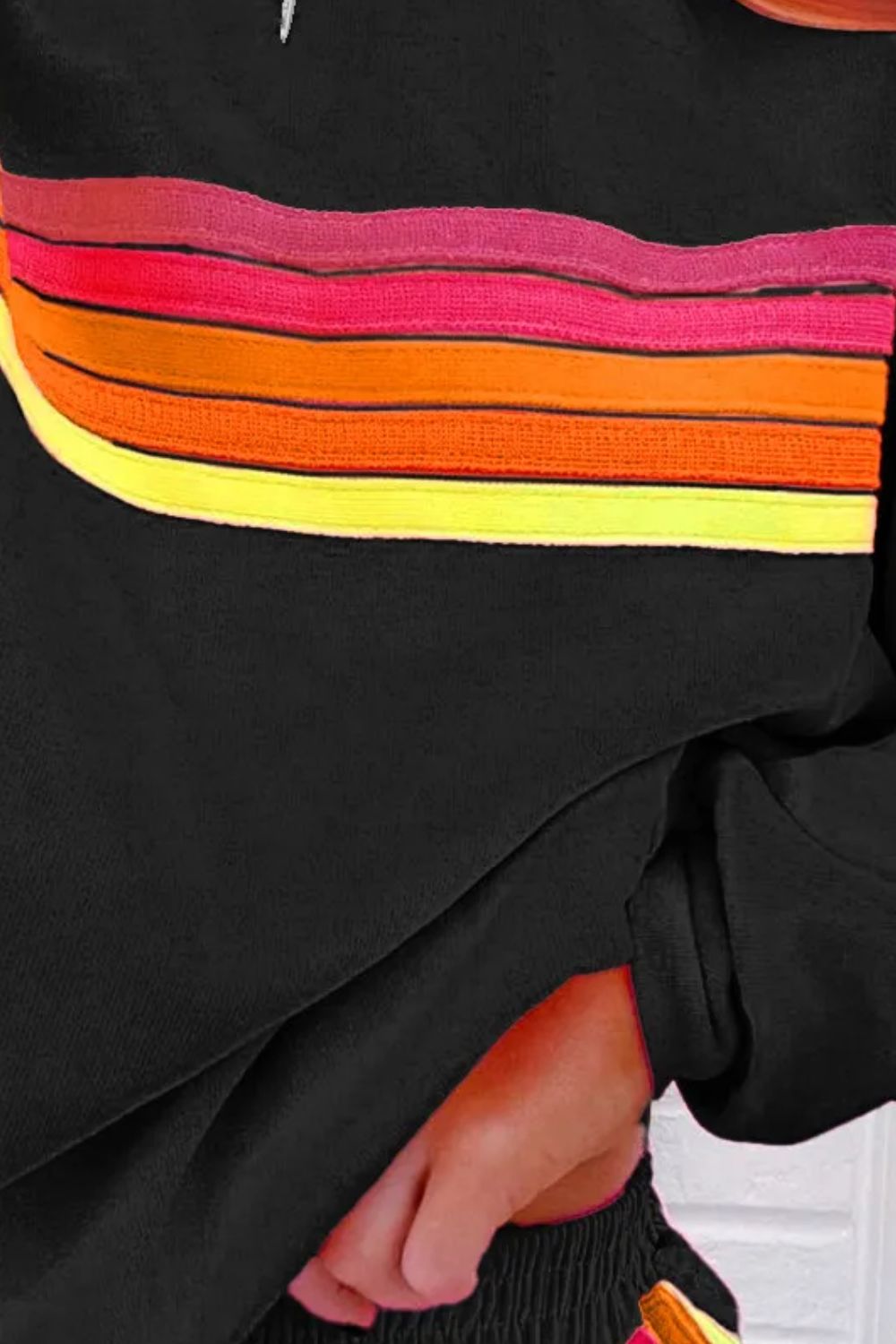 Full Size Contrast Striped Round Neck Top and Shorts Set - Bella Blue Styles