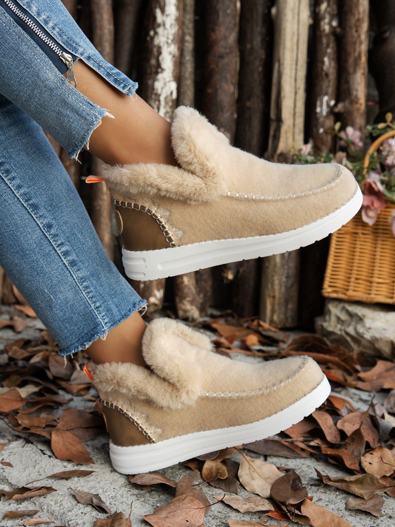 Furry Suede Round Toe Flat Sneakers - Bella Blue Styles