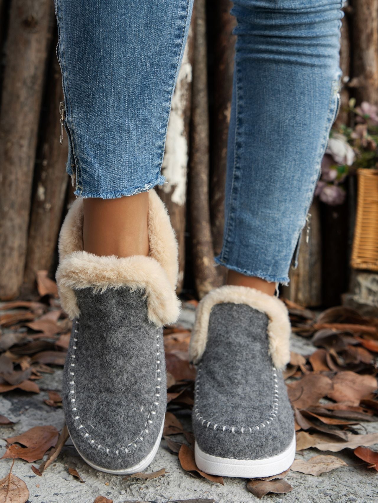 Furry Suede Round Toe Flat Sneakers - Bella Blue Styles