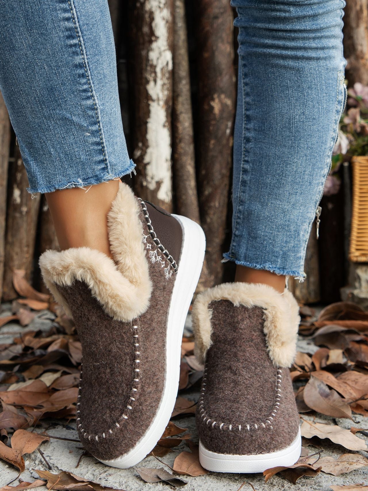 Furry Suede Round Toe Flat Sneakers - Bella Blue Styles