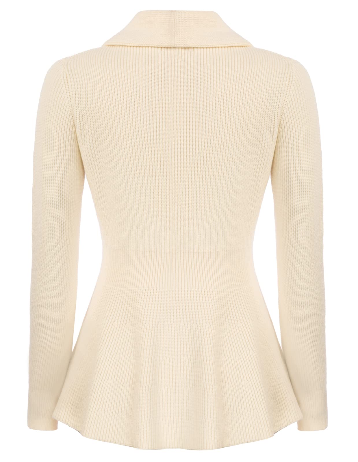 Ladies Shawl Collar Cardigan Sweater Long Sleeve Office Sweater Turn Down Collar Cardigan (Ivorywn, XL) - Bella Blue Styles