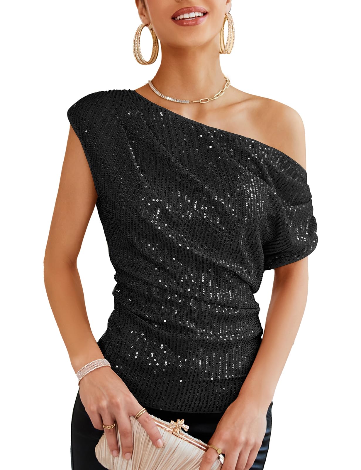 Sequin Tops Womens Dressy Tops For Weddings Sequin Tops Black