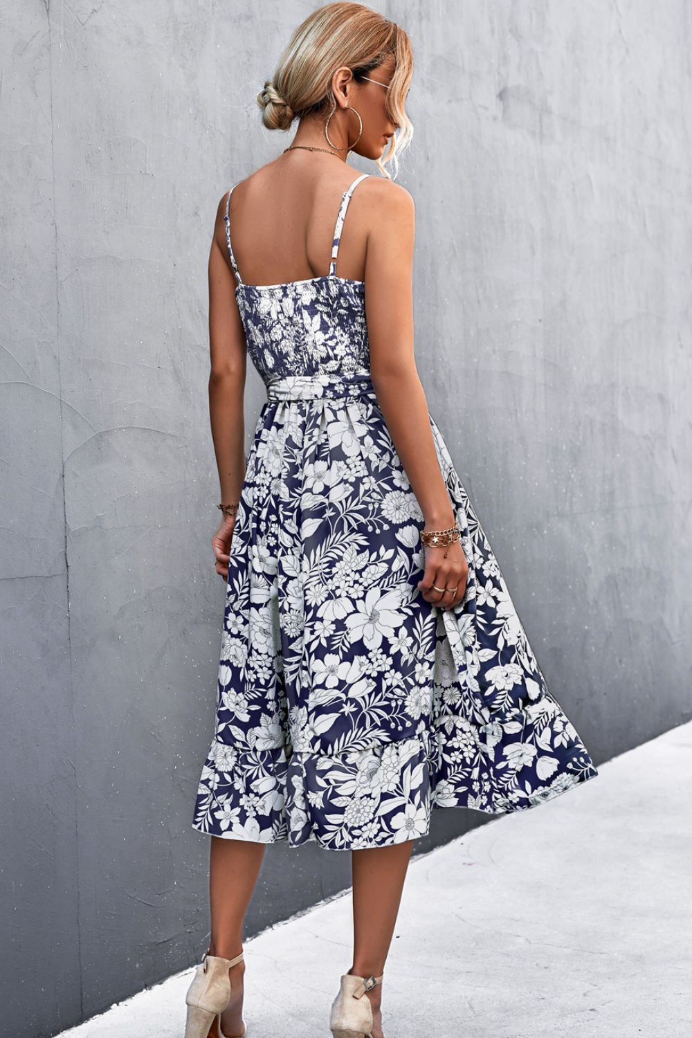 Tori Floral Spaghetti Strap Midi Dress