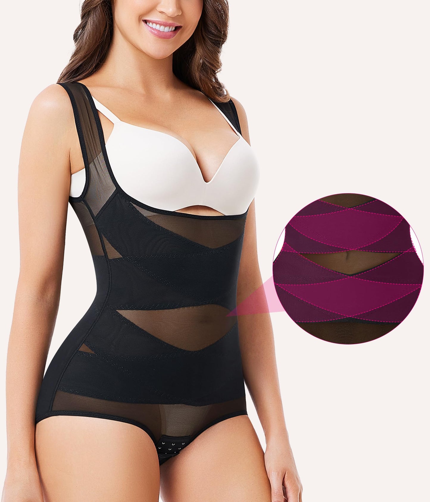 Nebility Plus Size Shapewear Bodysuit for Women Tummy Control Body Shaper Seamless Faja Colombian Waist Trainer Girdle(Black Normal Size,XX-Large)