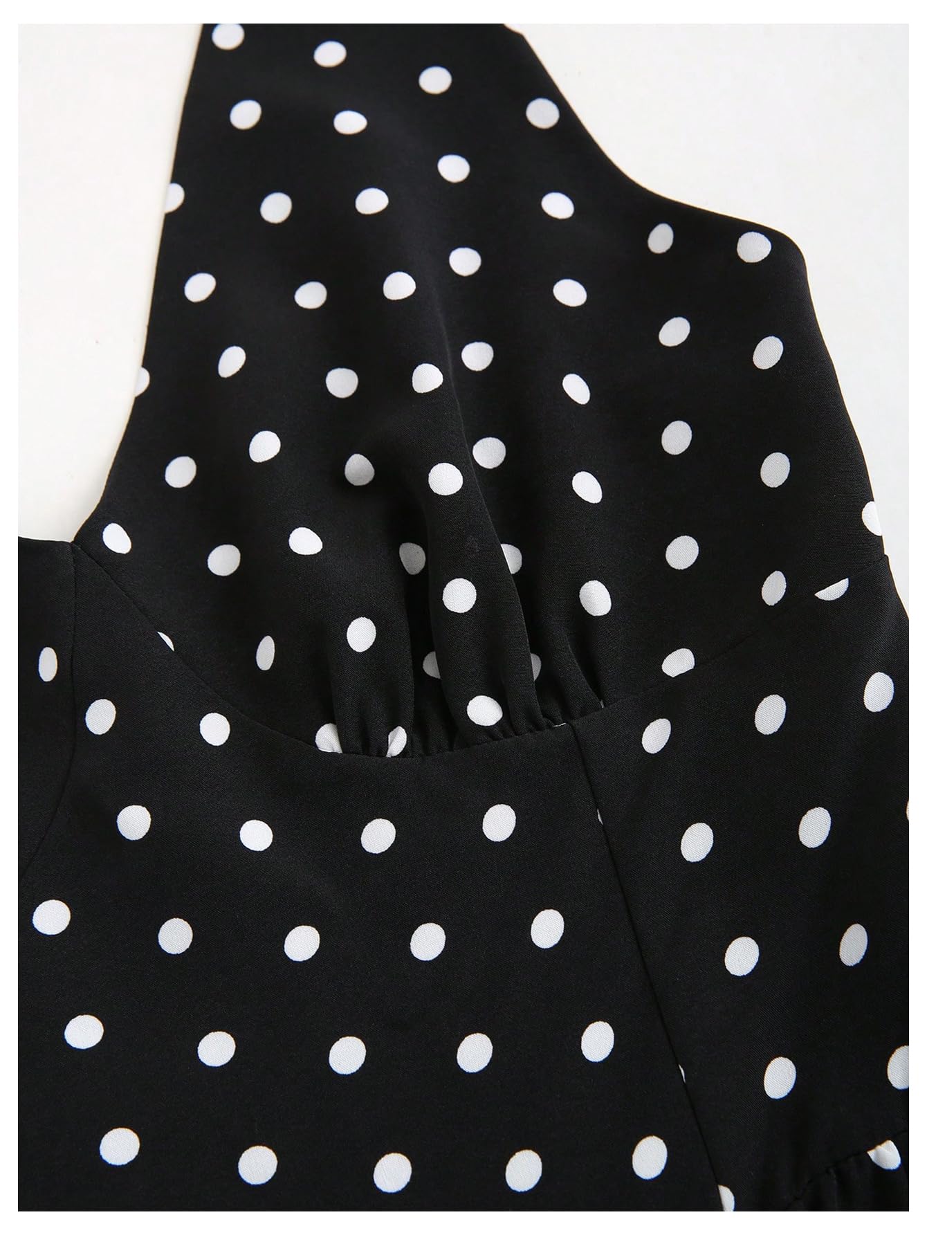 Milumia Women's Polka Dots Halter Midi Dress Backless A Line Elegant Dresses Black and White Small