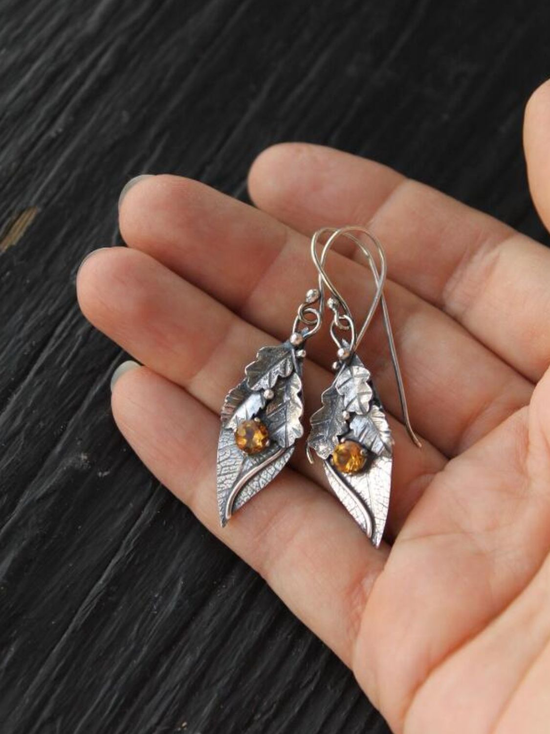 Alloy Rhinestone Leaf Shape Earrings - Bella Blue Styles