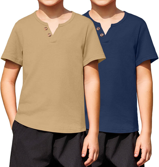 Arshiner Boy's Henley Shirt Soft Style T - Shirt with Multi Color Size 12, 2 - Pack - Bella Blue Styles