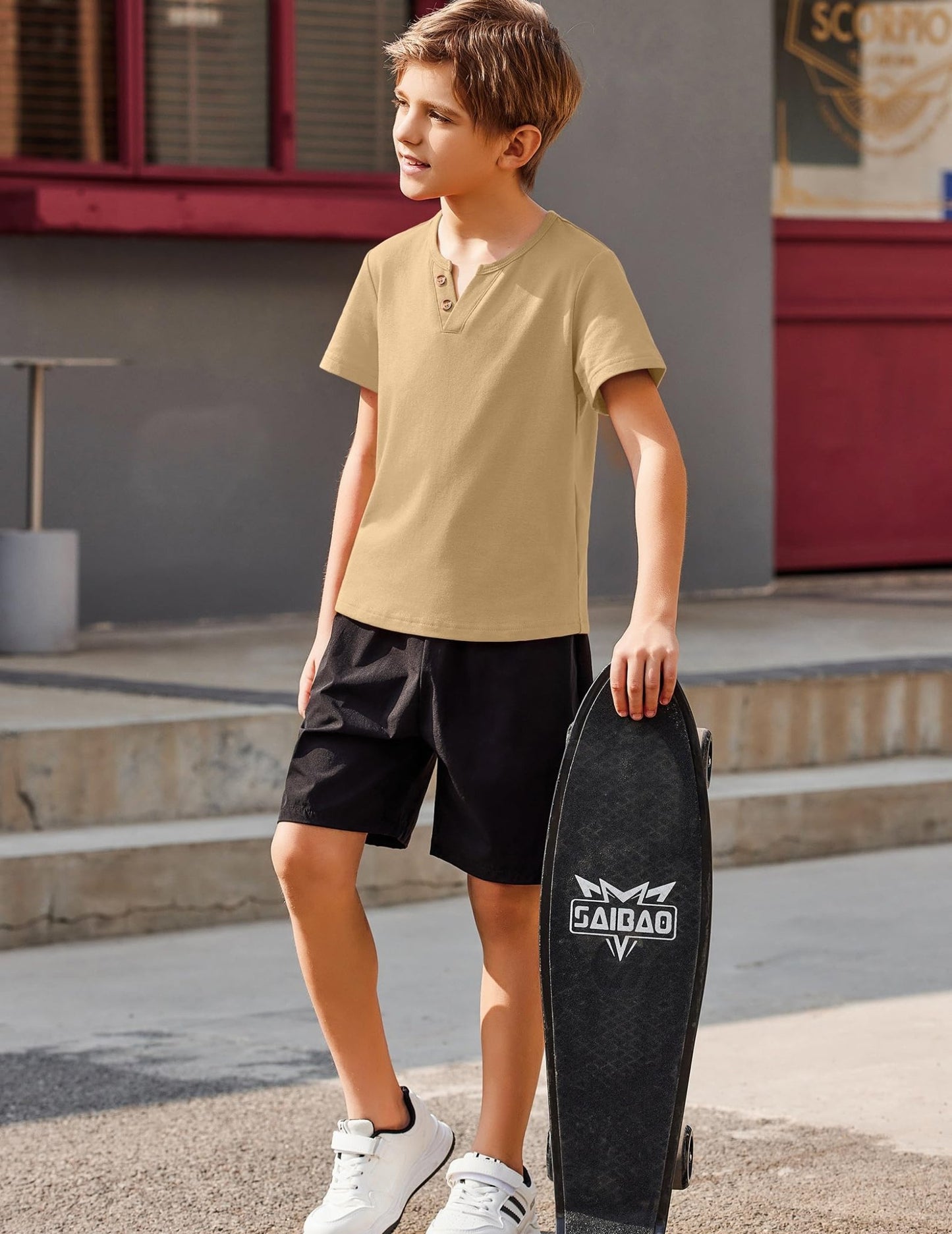Arshiner Boy's Henley Shirt Soft Style T - Shirt with Multi Color Size 12, 2 - Pack - Bella Blue Styles