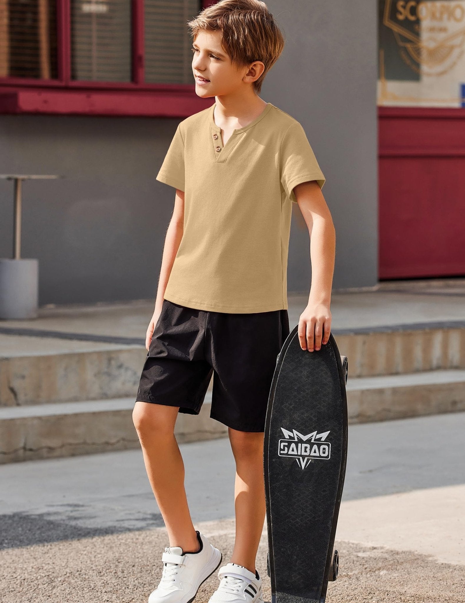 Arshiner Boy's Henley Shirt Soft Style T - Shirt with Multi Color Size 12, 2 - Pack - Bella Blue Styles