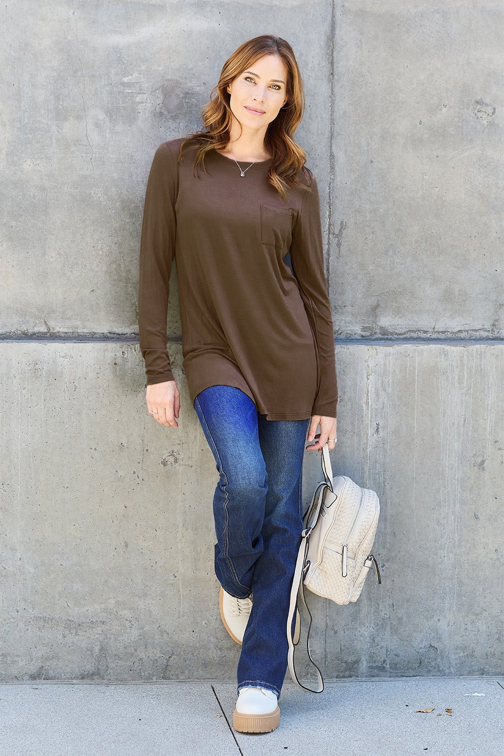 Basic Bae Full Size Round Neck Long Sleeve Top - Bella Blue Styles
