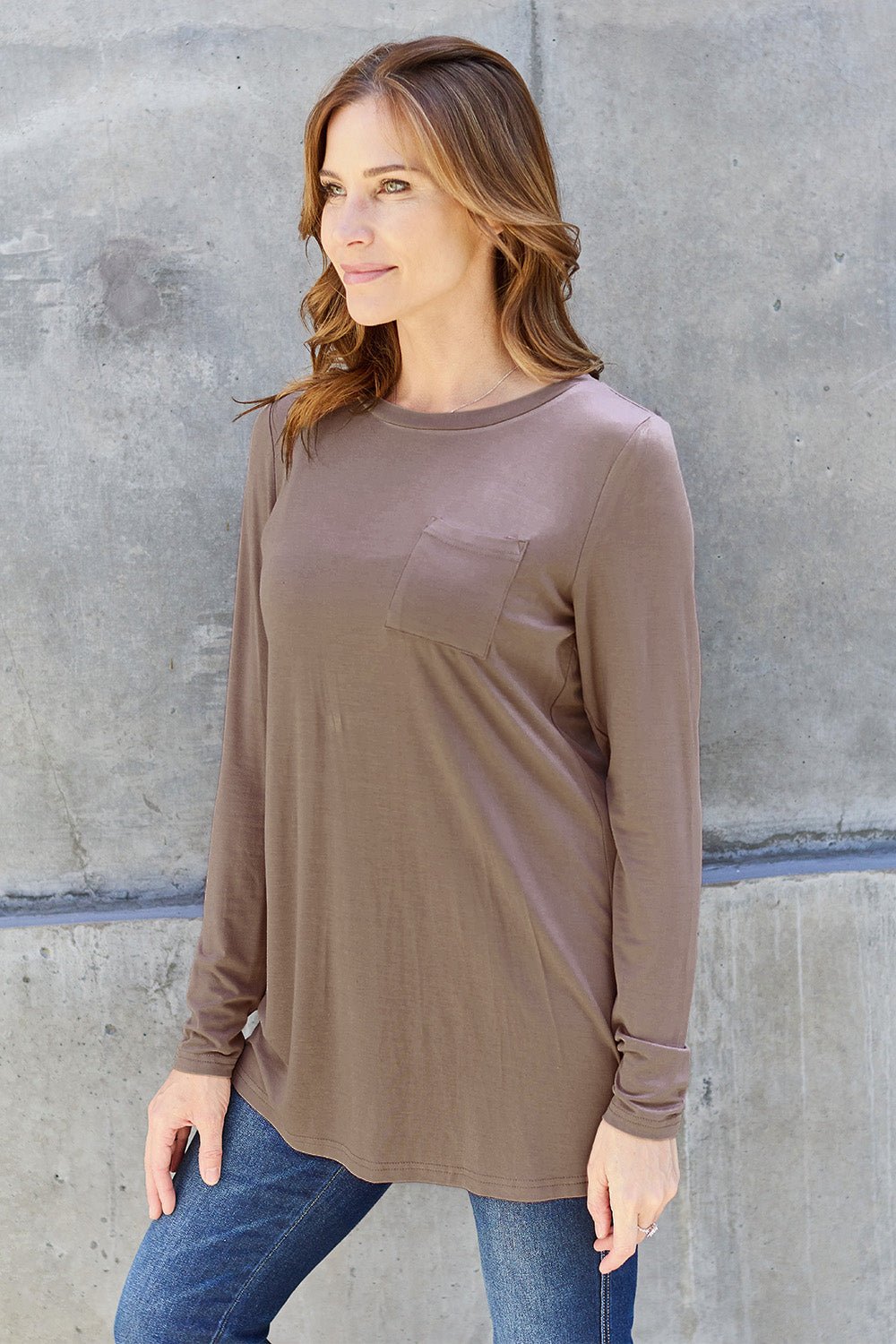 Basic Bae Full Size Round Neck Long Sleeve Top - Bella Blue Styles