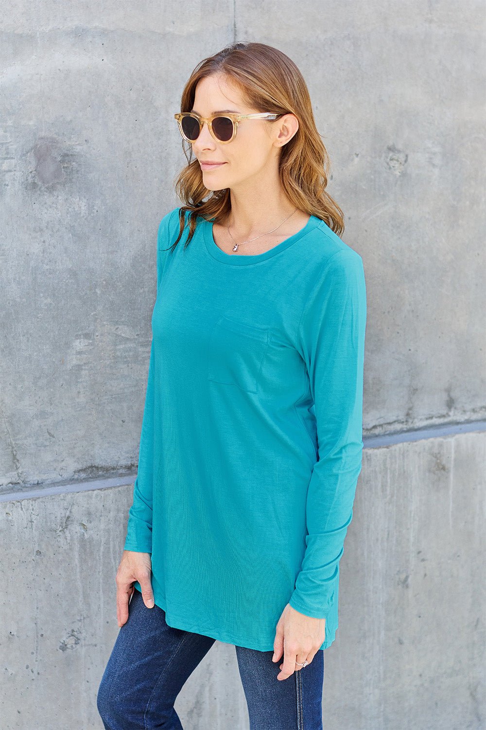 Basic Bae Full Size Round Neck Long Sleeve Top - Bella Blue Styles