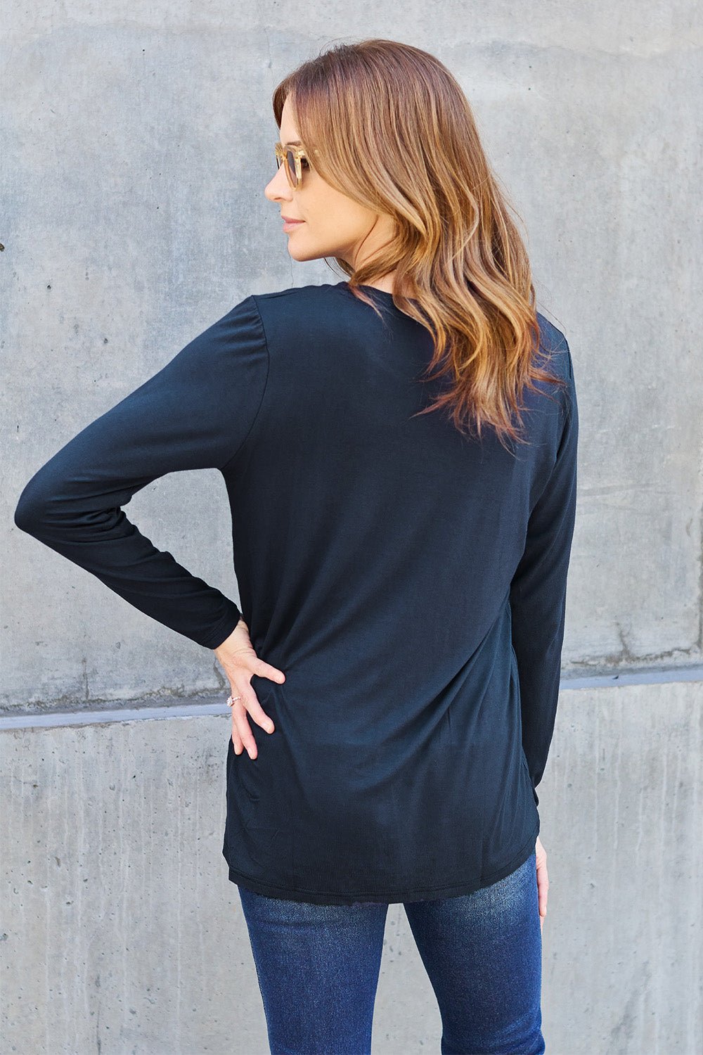 Basic Bae Full Size Round Neck Long Sleeve Top - Bella Blue Styles