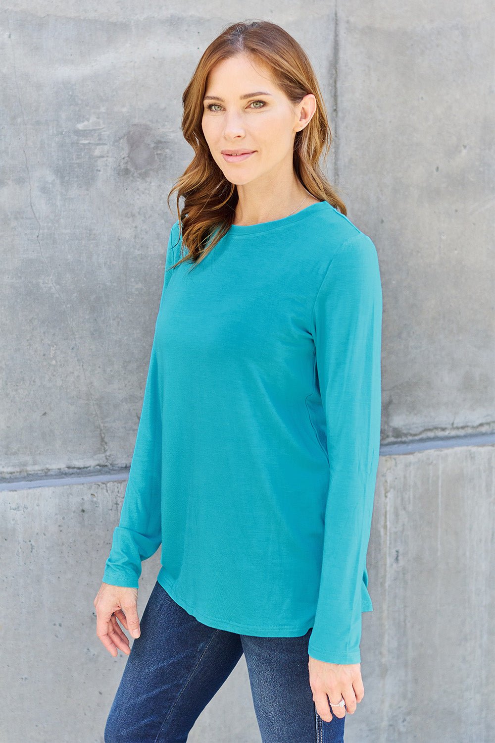 Basic Bae Full Size Round Neck Long Sleeve Top - Bella Blue Styles