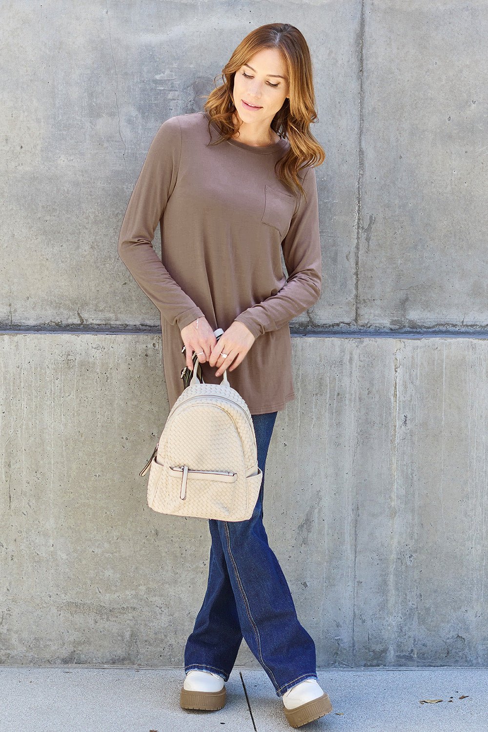 Basic Bae Full Size Round Neck Long Sleeve Top - Bella Blue Styles