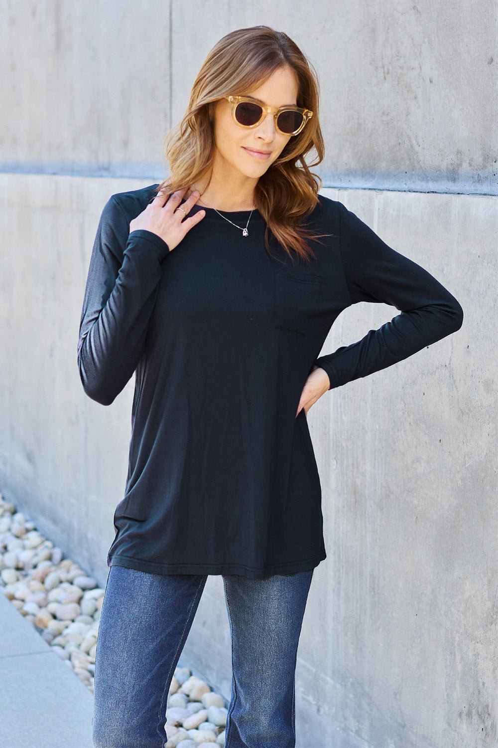 Basic Bae Full Size Round Neck Long Sleeve Top - Bella Blue Styles