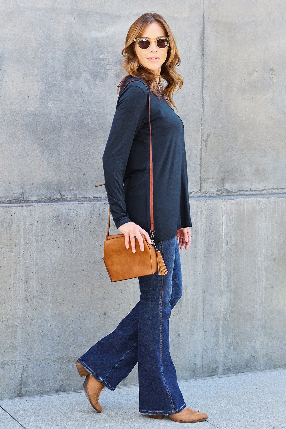 Basic Bae Full Size Round Neck Long Sleeve Top - Bella Blue Styles