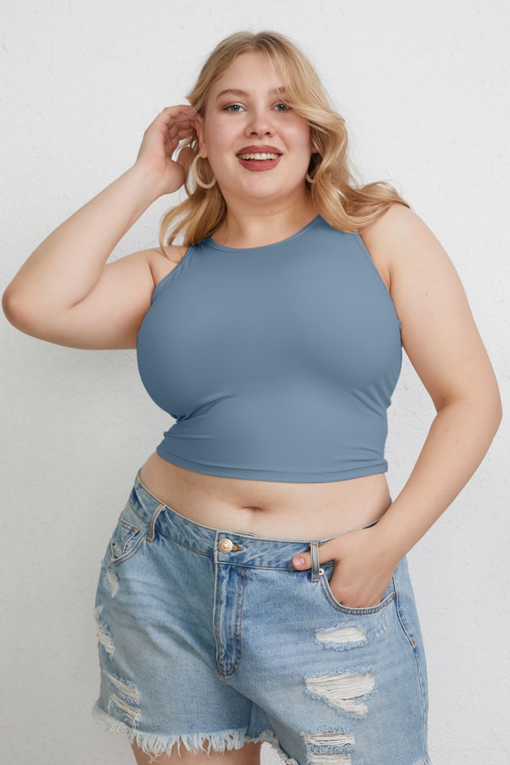 Basic Bae Full Size Round Neck Slim Tank - Bella Blue Styles