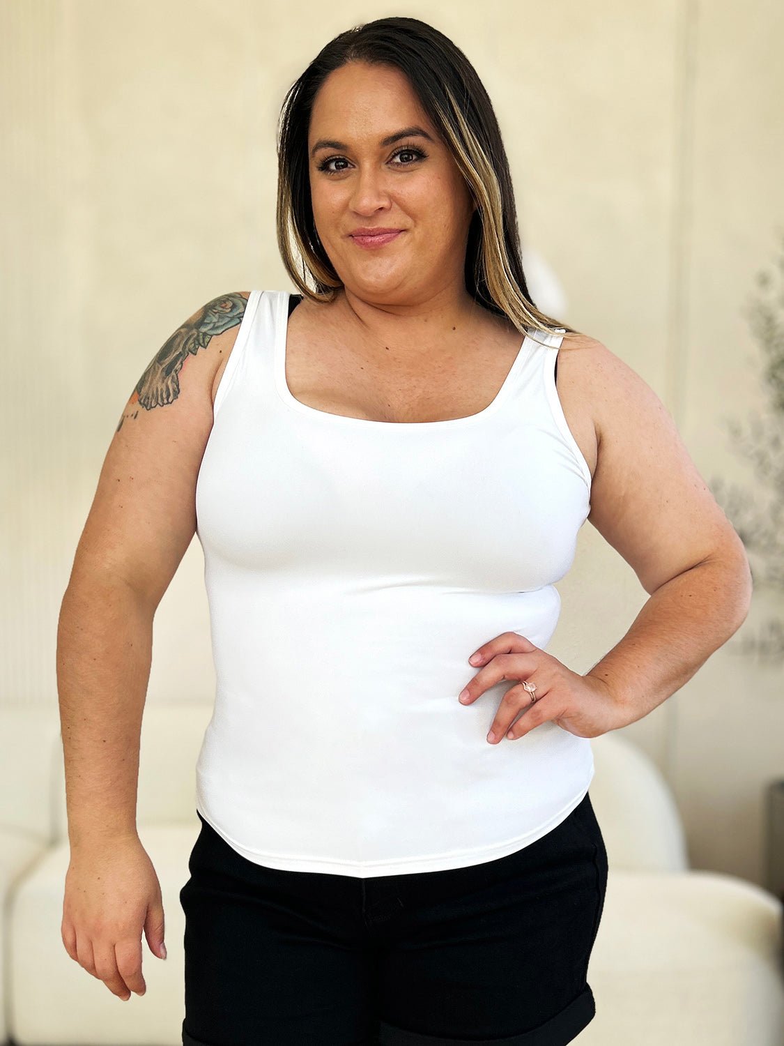 Basic Bae Full Size Square Neck Wide Strap Tank - Bella Blue Styles