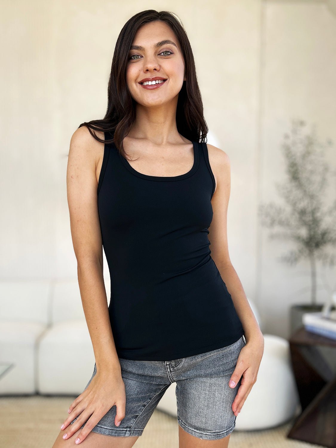 Basic Bae Full Size Square Neck Wide Strap Tank - Bella Blue Styles