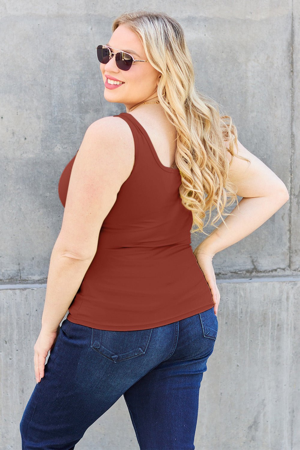 Basic Bae Full Size Square Neck Wide Strap Tank - Bella Blue Styles