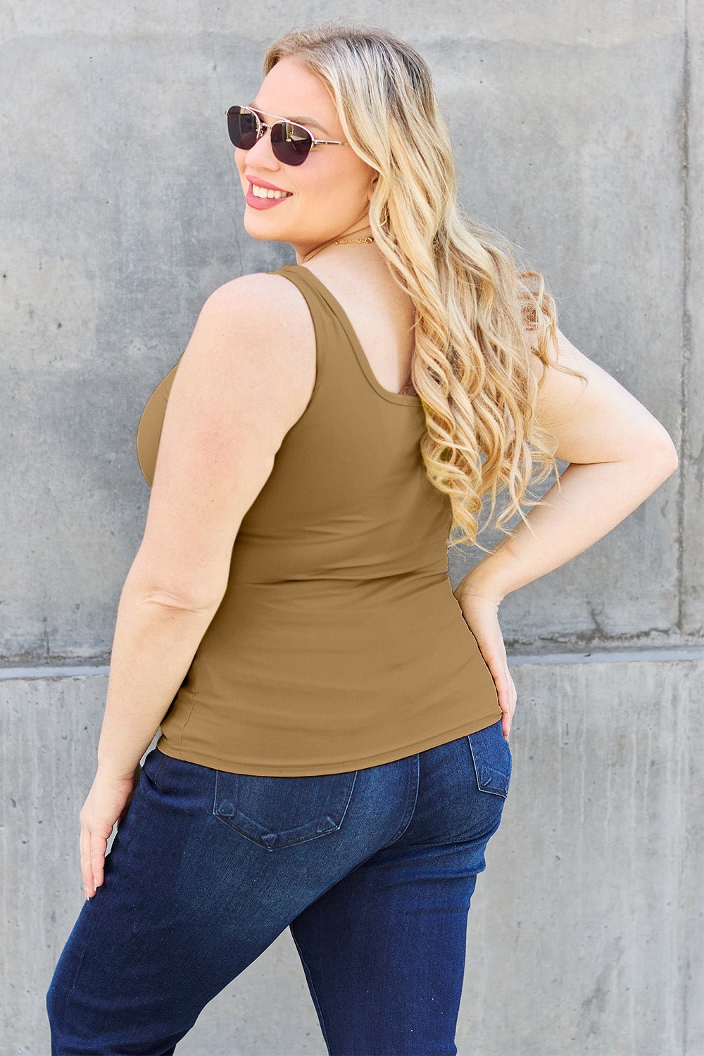 Basic Bae Full Size Square Neck Wide Strap Tank - Bella Blue Styles