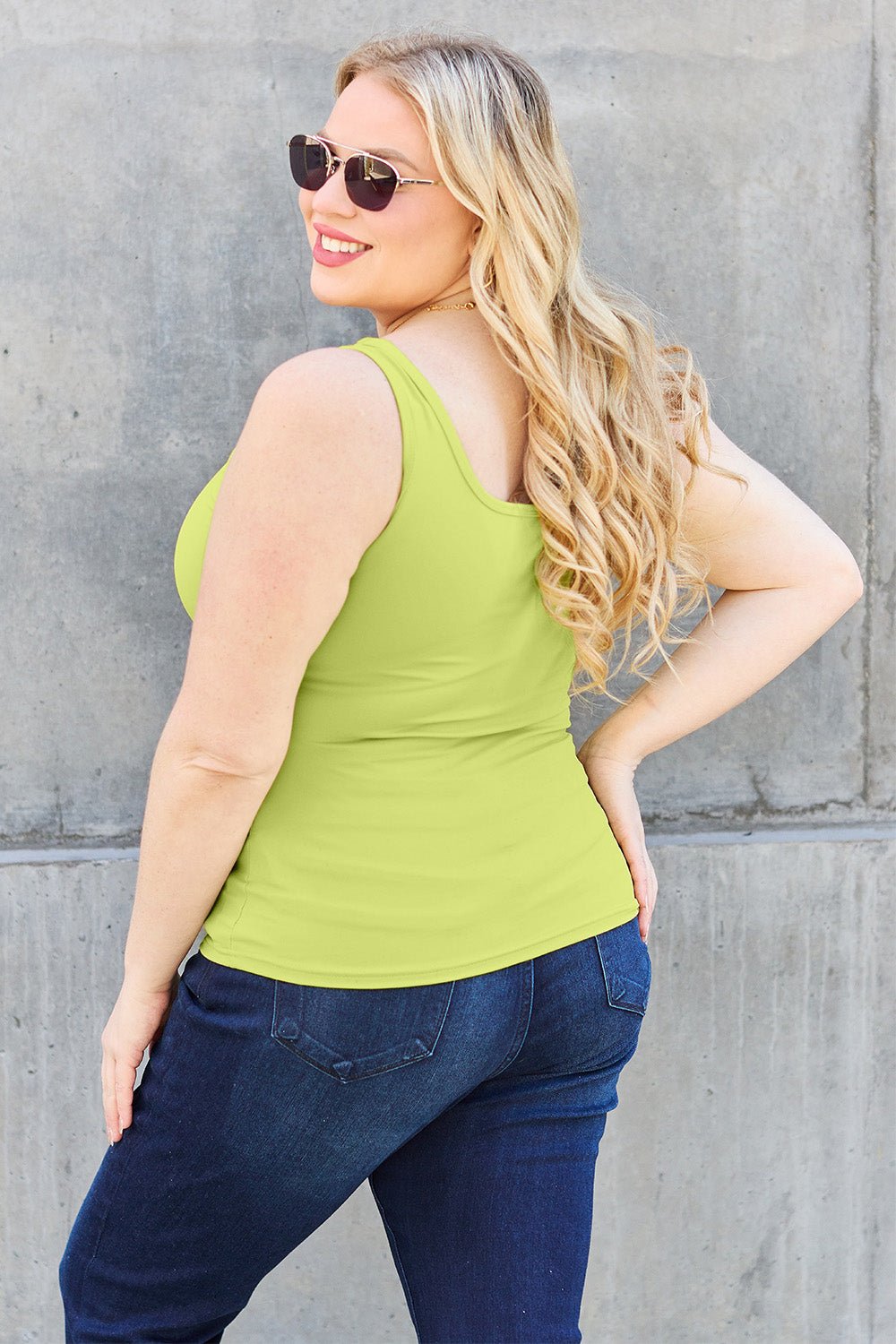 Basic Bae Full Size Square Neck Wide Strap Tank - Bella Blue Styles