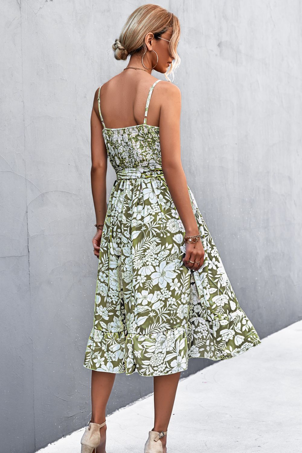 Tori Floral Spaghetti Strap Midi Dress