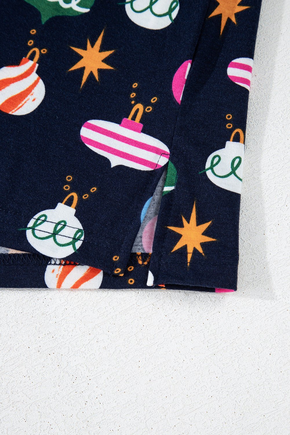 Christmas Lights Print Collared Neck Top and Pants Set - Bella Blue Styles