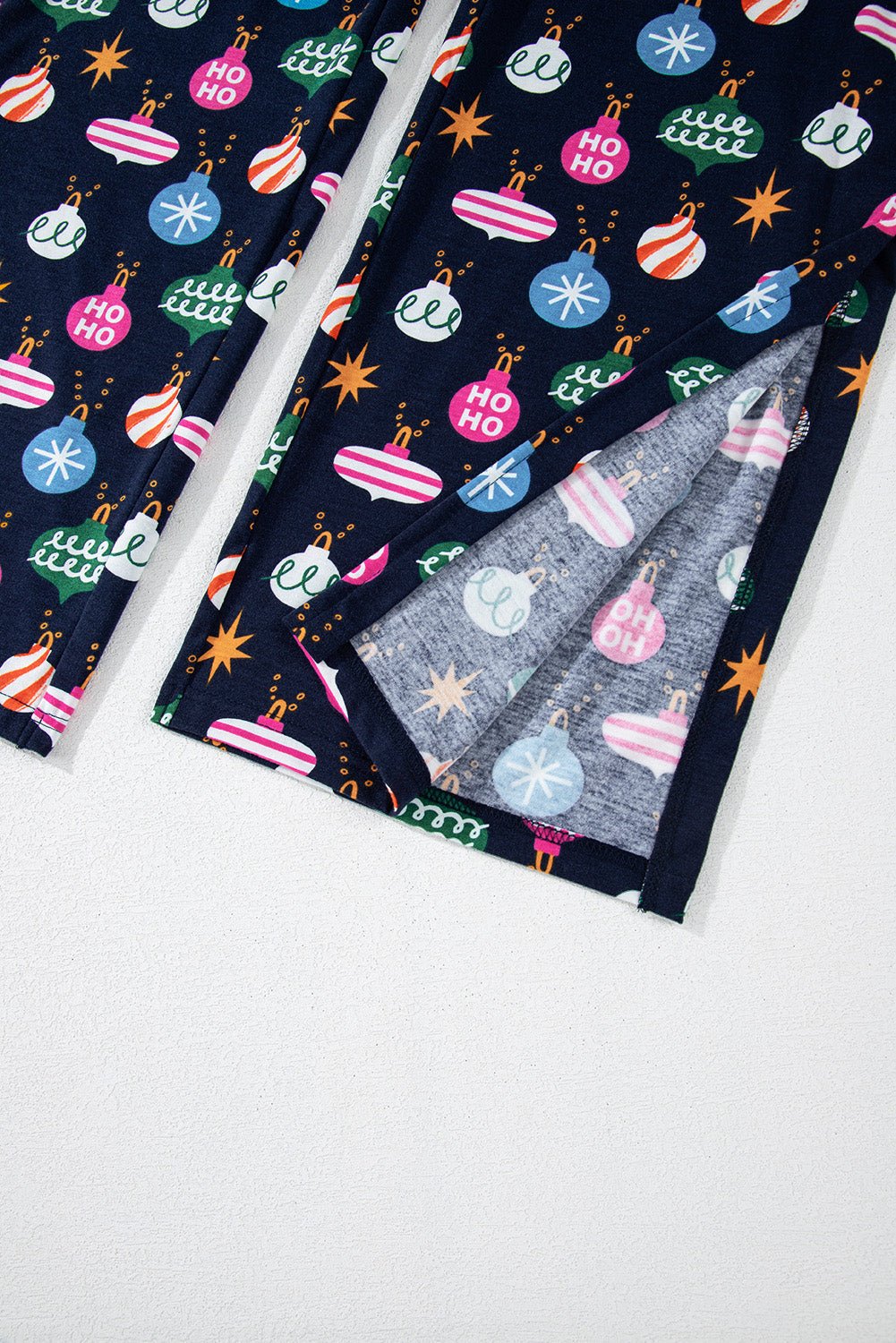 Christmas Lights Print Collared Neck Top and Pants Set - Bella Blue Styles