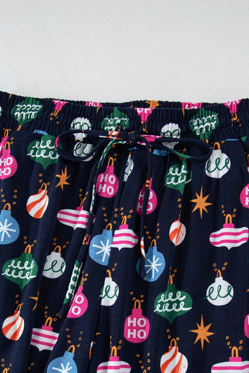 Christmas Lights Print Collared Neck Top and Pants Set - Bella Blue Styles