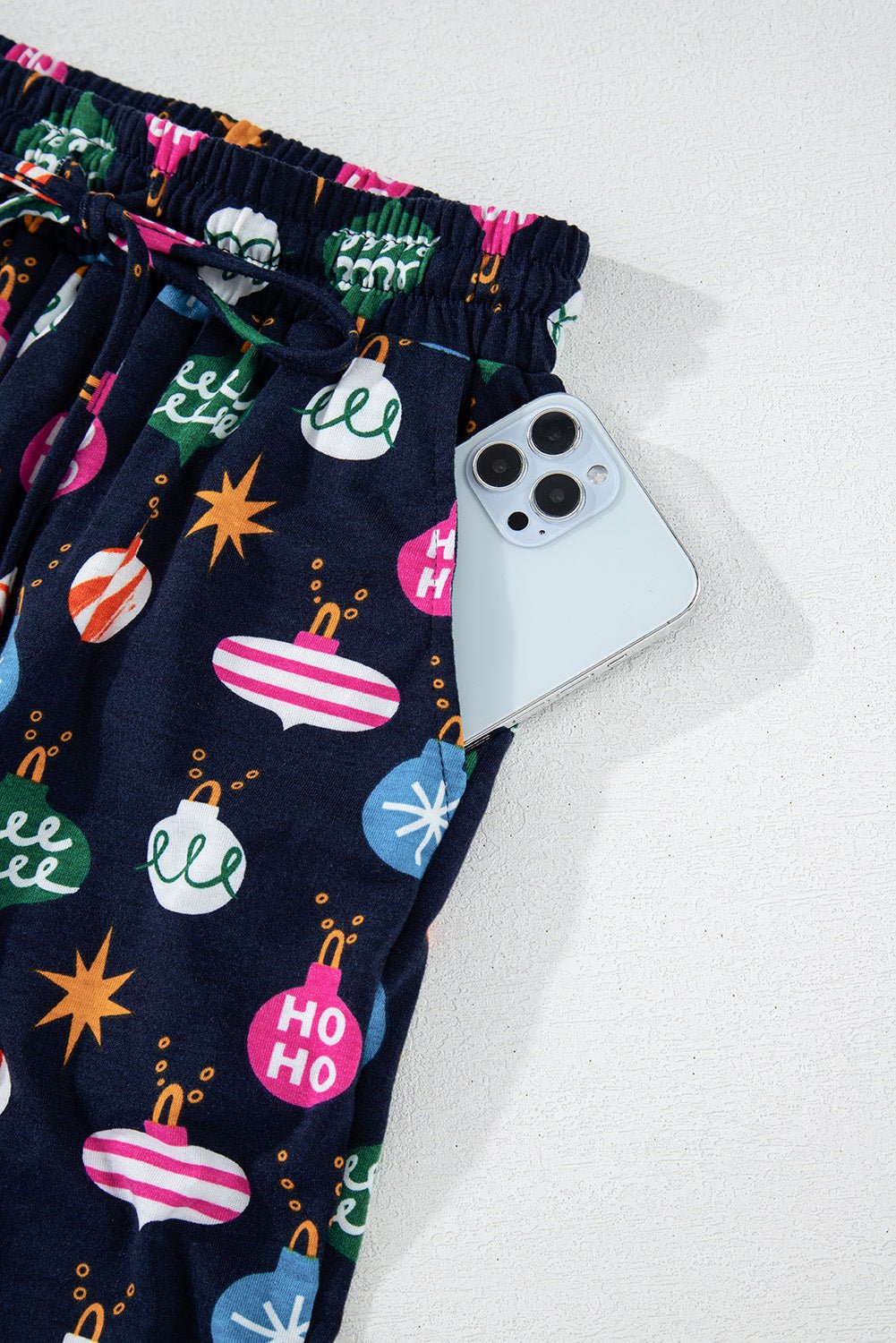 Christmas Lights Print Collared Neck Top and Pants Set - Bella Blue Styles