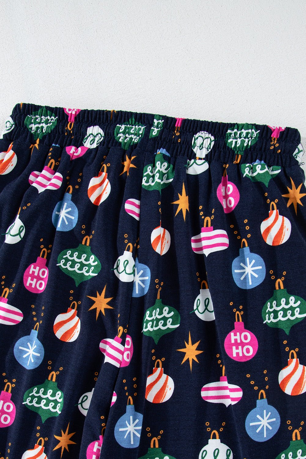 Christmas Lights Print Collared Neck Top and Pants Set - Bella Blue Styles