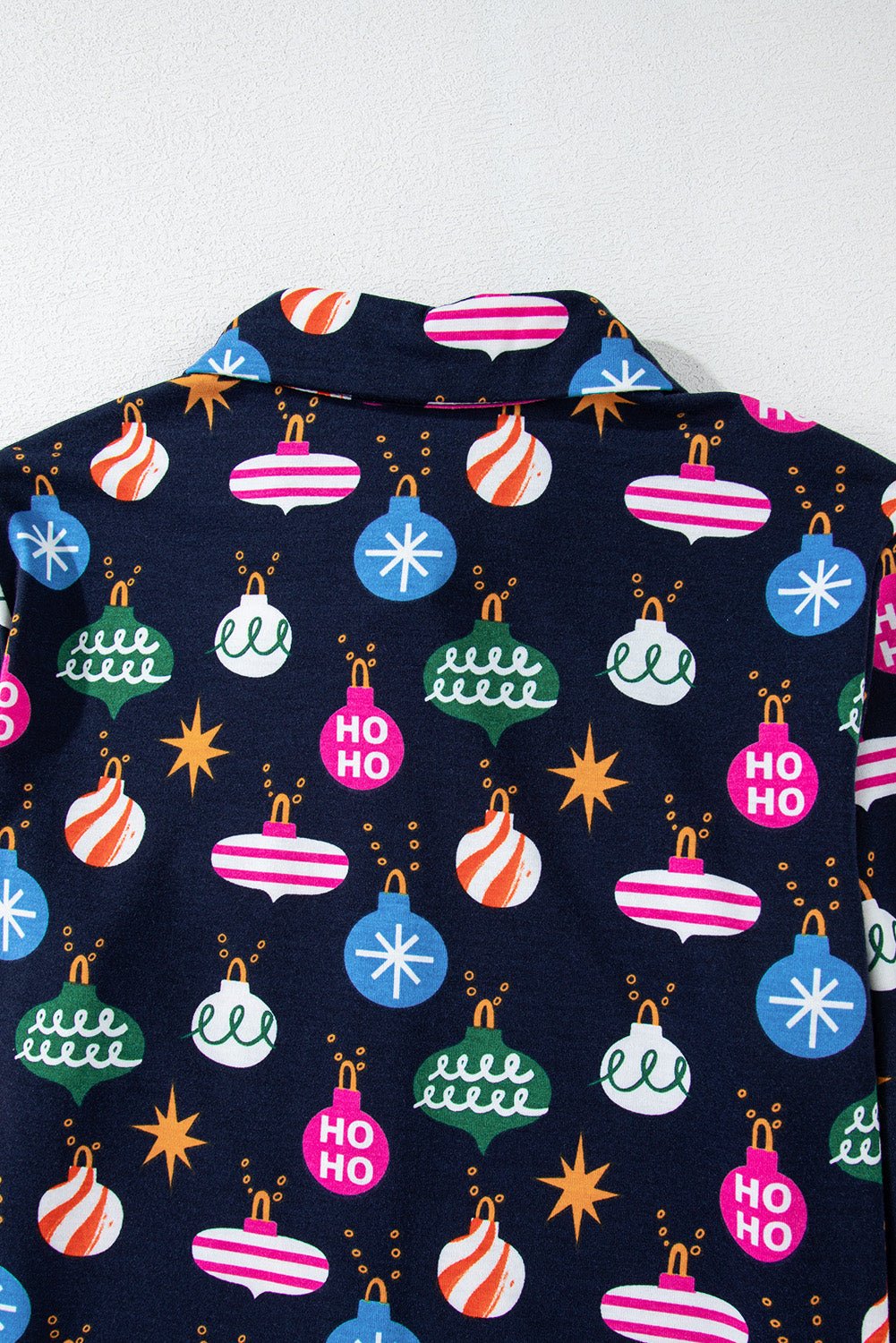 Christmas Lights Print Collared Neck Top and Pants Set - Bella Blue Styles
