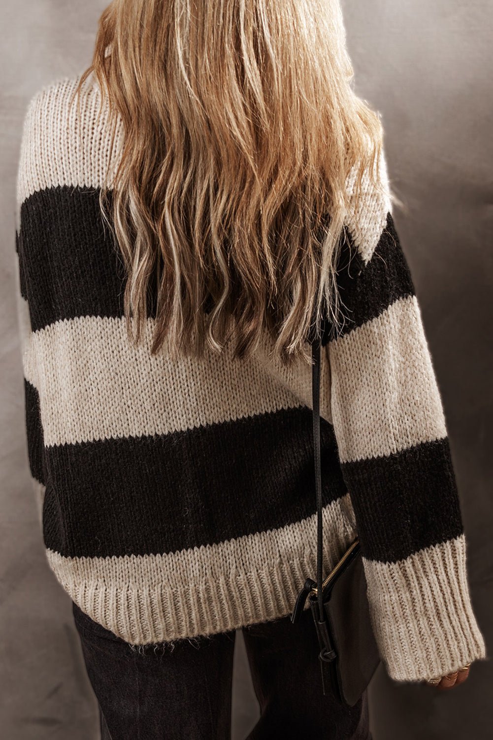 Color Block Round Neck Sweater - Bella Blue Styles