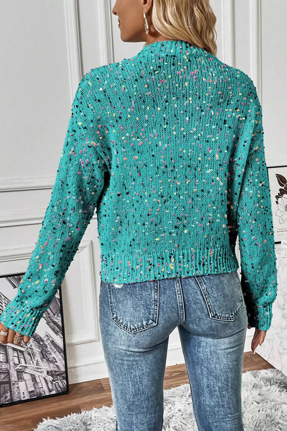 Confetti Button Up Long Sleeve Cardigan - Bella Blue Styles