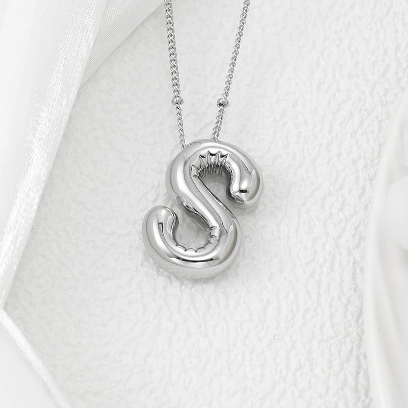 Copper Bubble Letter Pendant Necklace - Bella Blue Styles