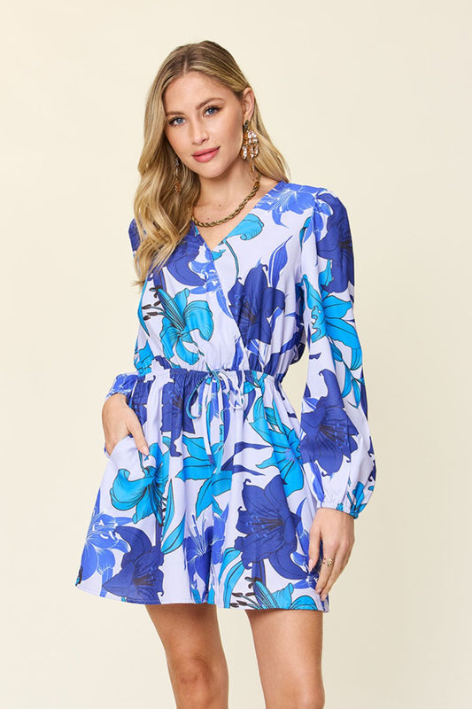 Double Take Full Size Floral Long Sleeve Romper with Pockets - Bella Blue Styles