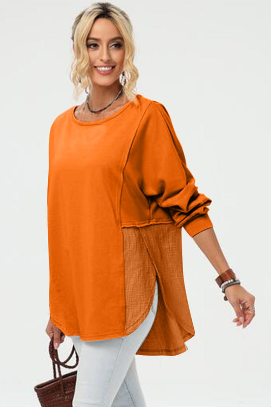 Double Take Full Size Long Sleeve High - Low T-Shirt - Bella Blue Styles